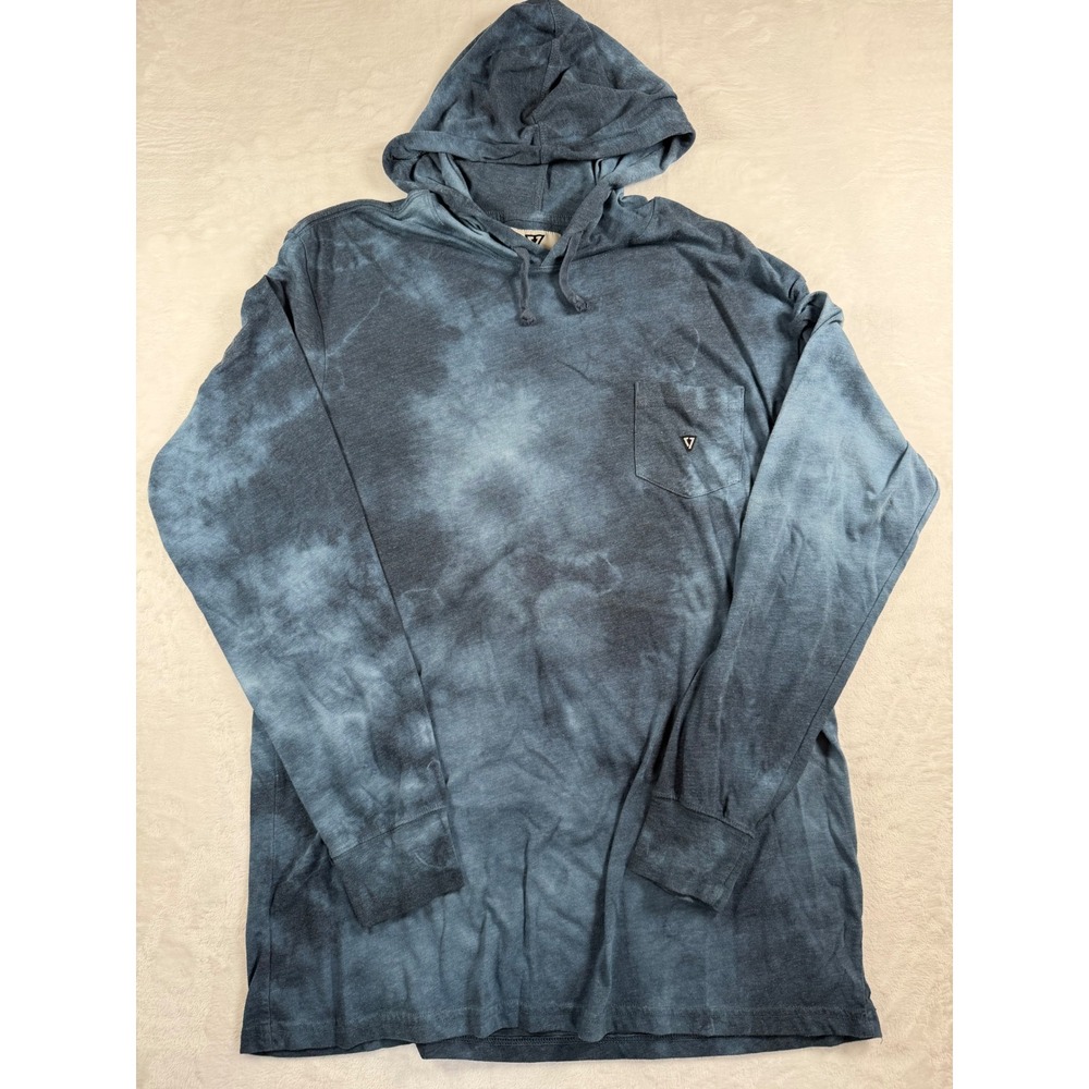Vissla Blue Tie Dye Long Sleeve Hooded Pocket Tee Shirt M483ICAH XL